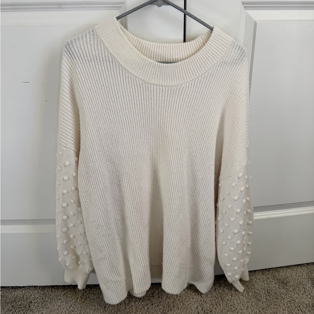 Cece cream polka dot sweater